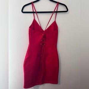 Tobi Red Strappy Lace-up Bodycon Mini Dress